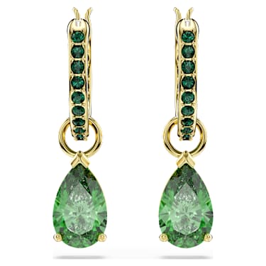Pendientes Attract, Talla pera, Verdes, Acabado en oro de 18 quilates - Swarovski, 5723564