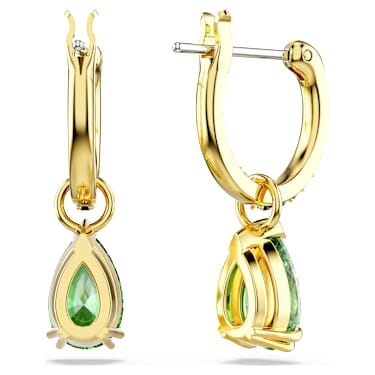 Attract 드롭 이어링, 피어 컷, 그린, 골드 톤 플래팅 - Swarovski, 5723564