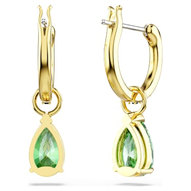 Długie kolczyki Attract, Szlif gruszkowy, Zielone, Wykończenie z 18-karatowego złota - Swarovski, 5723564