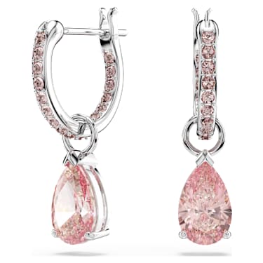 Orecchini pendenti Attract, Taglio Pear, Rosa, Placcato rodio - Swarovski, 5723566