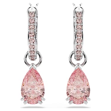 Attract drop earrings, Pear cut, Pink, Rhodium plated - Swarovski, 5723566
