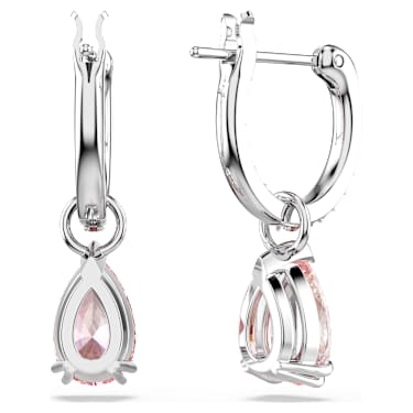 Attract drop earrings, Pear cut, Pink, Rhodium plated - Swarovski, 5723566
