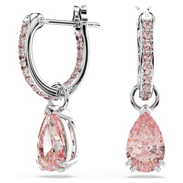 Viseči uhani Attract, Hruškasti rez, Roza, Prevleka iz rodija - Swarovski, 5723566