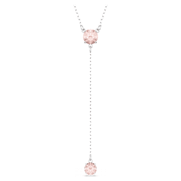 Attract Y 네크리스, 라운드 컷, 핑크, 로듐 플래팅 - Swarovski, 5723570