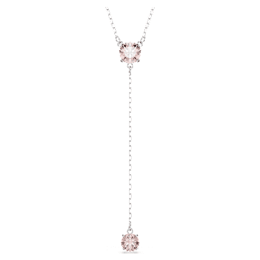 Swarovski Attract Y necklace Round cut Pink Rhodium plated