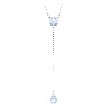 Attract Y necklace, Round cut, Blue, Rhodium plated - Swarovski, 5723571