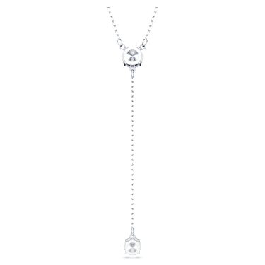 Attract Y necklace, Round cut, Blue, Rhodium plated - Swarovski, 5723571