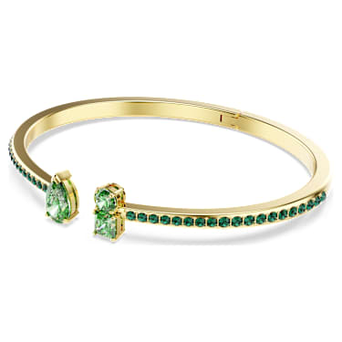 Matrix cuff, Mixed cuts, Green, Gold-tone plated - Swarovski, 5723576