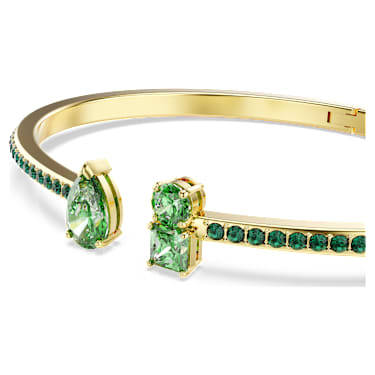 Matrix cuff, Mixed cuts, Green, Gold-tone plated - Swarovski, 5723576