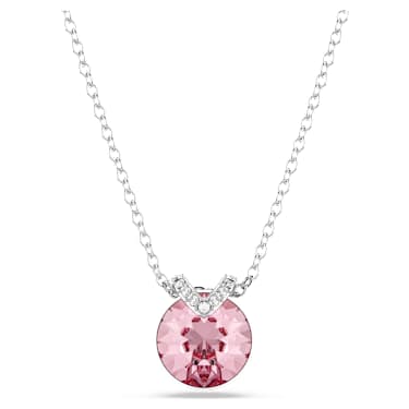 Bella V 鏈墜, 圓形切割, 粉紅色, 鍍白金色 - Swarovski, 5724289