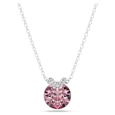 Bella V 鏈墜, 圓形切割, 粉紅色, 鍍白金色 - Swarovski, 5724289