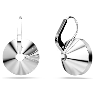 Bella 水滴形耳環, 圓形切割, 綠色, 鍍白金色 - Swarovski, 5724291