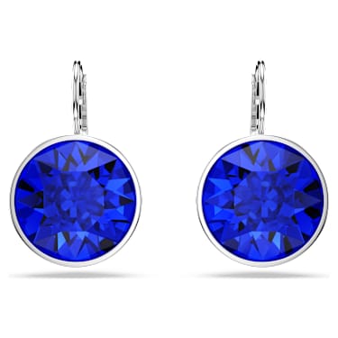 Pendientes Bella, Talla redonda, Azules, Baño de rodio - Swarovski, 5724292