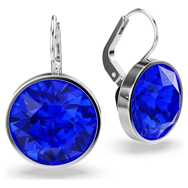 Pendientes Bella, Talla redonda, Azules, Baño de rodio - Swarovski, 5724292