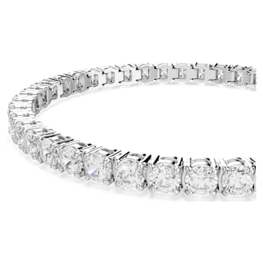 Matrix Tennis bracelet, Round cut, White, Rhodium plated - Swarovski, 5724480