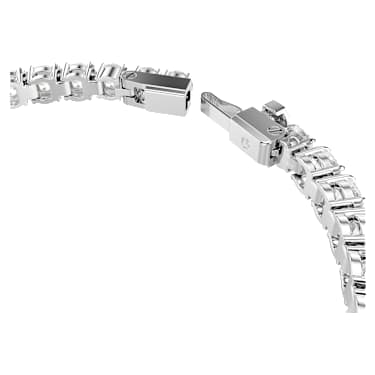 Matrix Tennis bracelet, Round cut, White, Rhodium plated - Swarovski, 5724480