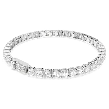 Matrix Tennis bracelet, Round cut, White, Rhodium plated - Swarovski, 5724480