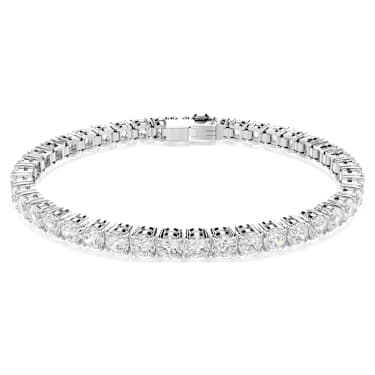 Matrix Tennis Armband, Rundschliff, Weiß, Rhodiniert - Swarovski, 5724483