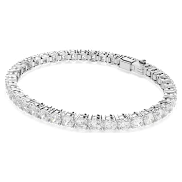 Matrix Tennis Armband, Rundschliff, Weiß, Rhodiniert - Swarovski, 5724483