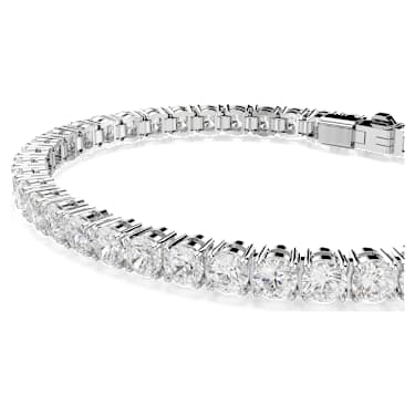 Matrix Tennis Armband, Rundschliff, Weiß, Rhodiniert - Swarovski, 5724483