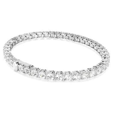 Matrix Tennis Armband, Rundschliff, Weiß, Rhodiniert - Swarovski, 5724483