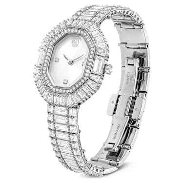 Relógio Matrix Octagon, Lapidação Baguete, Pulseira de metal, Prata, Aço inoxidável - Swarovski, 5724516