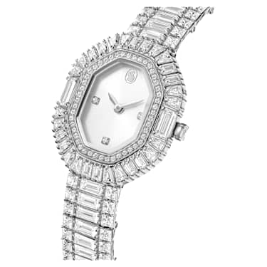 Relógio Matrix Octagon, Lapidação Baguete, Pulseira de metal, Prata, Aço inoxidável - Swarovski, 5724516