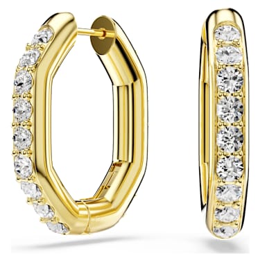 Kruhové náušnice Dextera, Osmihranný tvar, Kulatý výbrus, Bílá, Pokoveno ve zlatém odstínu - Swarovski, 5724584