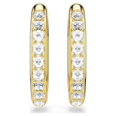 Dextera 大圈耳環, 八邊形, 圓形切割, 白色, 鍍金色色調 - Swarovski, 5724584