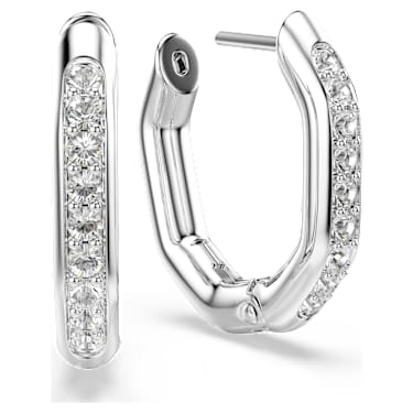 Kruhové náušnice Dextera, Osmihranný tvar, Kulatý výbrus, Bílá, Pokoveno rhodiem - Swarovski, 5724585
