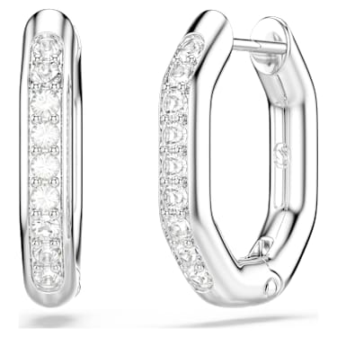 Kruhové náušnice Dextera, Osmihranný tvar, Kulatý výbrus, Bílá, Pokoveno rhodiem - Swarovski, 5724585