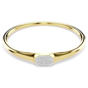 Dextera bangle, Round cut, White, Gold-tone plated - Swarovski, 5724597
