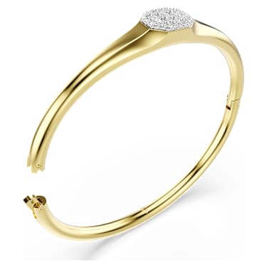 Dextera 手鐲, 圓形切割, 白色, 鍍金（金色飾面） - Swarovski, 5724597