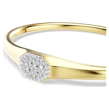 Dextera bangle, Round cut, White, Gold-tone plated - Swarovski, 5724597