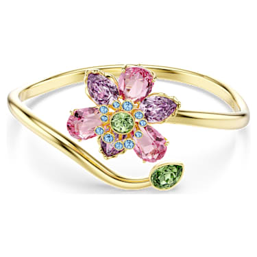 Bracciale rigido Idyllia, Taglio misto, Fiore, Multicolore, Finitura oro 18K - Swarovski, 5724740