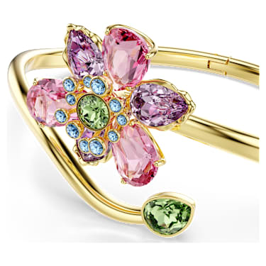 Bracciale rigido Idyllia, Taglio misto, Fiore, Multicolore, Finitura oro 18K - Swarovski, 5724740