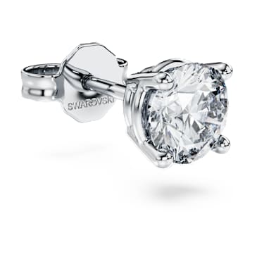 Kolczyk zapinany na sztyft Eternity, Diamenty laboratoryjne 0,5 karata, Pojedynczy, Kształt okrągły, 18K białe złoto - Swarovski, 5725107