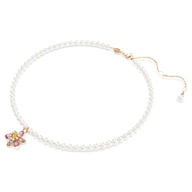 Idyllia pendant, Crystal pearl, Mixed cuts, Flower, Multicoloured, Rose gold-tone plated - Swarovski, 5725739