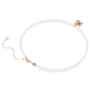 Idyllia pendant, Crystal pearl, Mixed cuts, Flower, Multicoloured, Rose gold-tone plated - Swarovski, 5725739