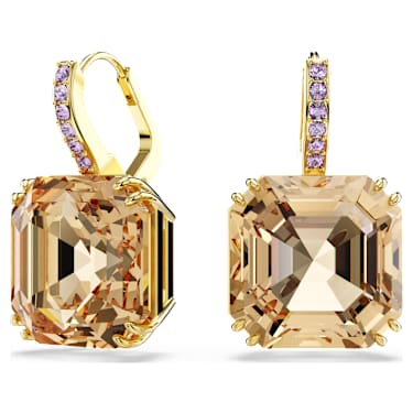 Millenia 水滴形耳环, 混合切割, 焦糖色, 镀金色调 - Swarovski, 5725744