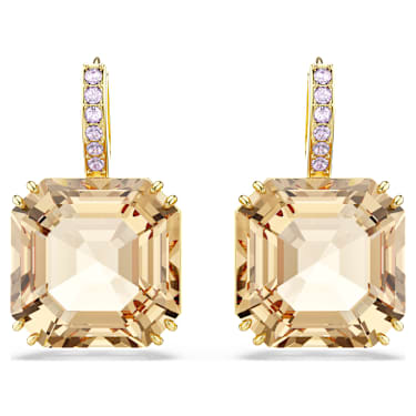 Millenia 水滴形耳环, 混合切割, 焦糖色, 金色饰面 - Swarovski, 5725744