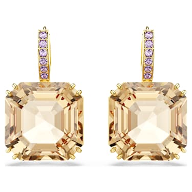 Millenia drop earrings, Mixed cuts, Caramel, Gold-tone plated - Swarovski, 5725744