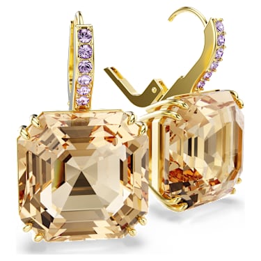 Millenia drop earrings, Mixed cuts, Caramel, Gold-tone plated - Swarovski, 5725744