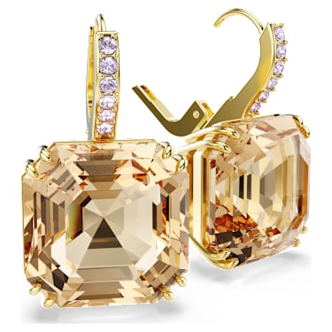 Millenia Drop-Ohrhänger, Verschiedene Schliffe, Karamell, 18K Goldbeschichtet - Swarovski, 5725744