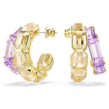 Millenia halka küpeler, Karışık kesimler, Çok renkli, 18k altın rengi yüzey - Swarovski, 5725757