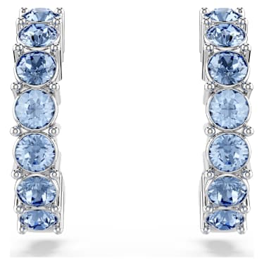 Hoop earrings, Round cut, Blue, Rhodium plated - Swarovski, 5725789