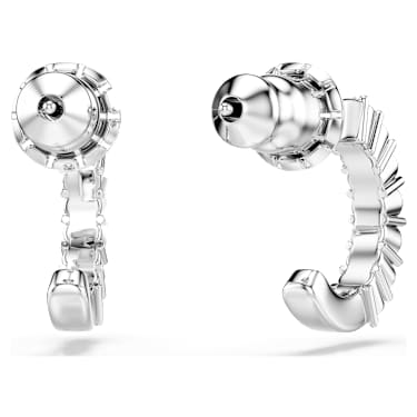 Hoop earrings, Round cut, Blue, Rhodium plated - Swarovski, 5725789