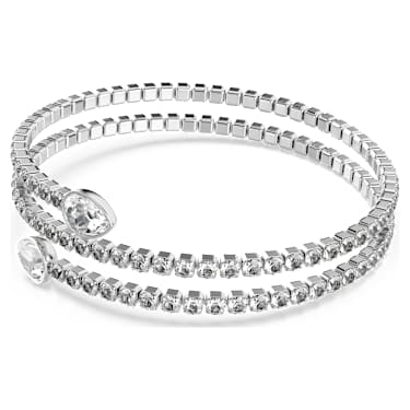 กำไล, เจียระไนทรงลูกแพร์, ขาว, เคลือบโลหะหลากชนิด - Swarovski, 5725799