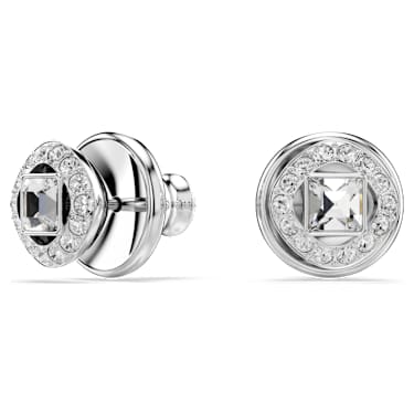 Una Angelic stud earrings, Square cut, White, Rhodium plated - Swarovski, 5725801