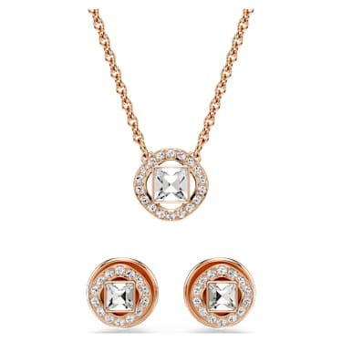 Una Angelic 套裝, 圓形切割, 白色, 鍍金（玫瑰金色飾面） - Swarovski, 5725816